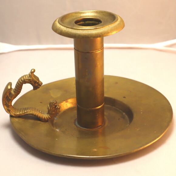 Bradley & Hubbard Brass Dragon Chamberstick Candle Holder - Picture 1 of 6